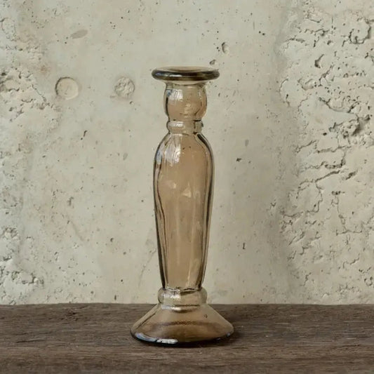 Bougeoir chandelier en verre recyclé rose