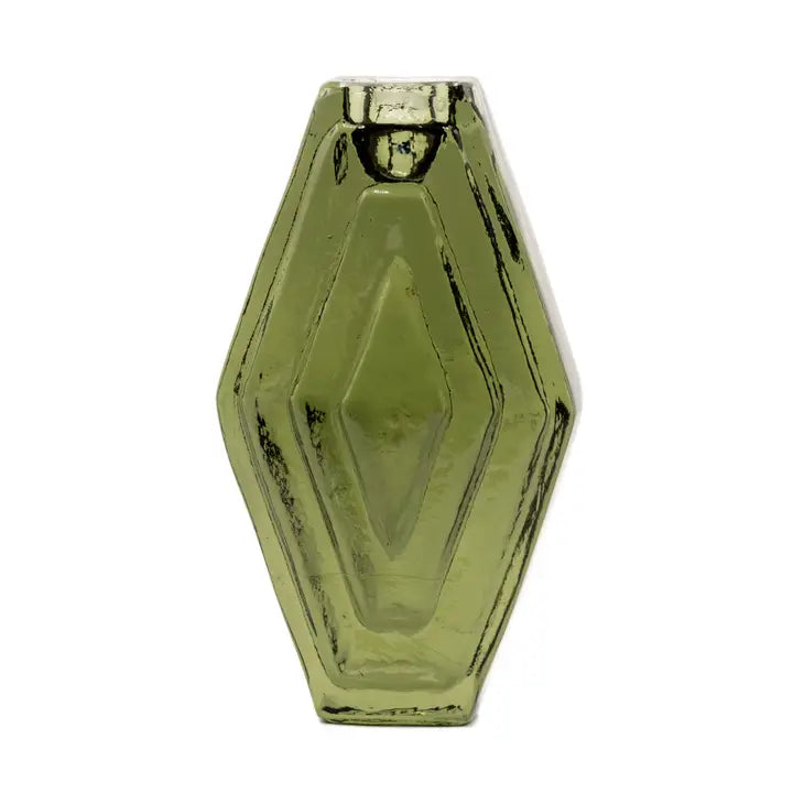 bougeoir en verre recyclé design vert fumé