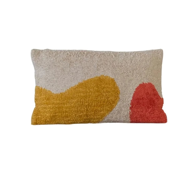 Coussin décoratif Tufté rectangle écru fait à la main