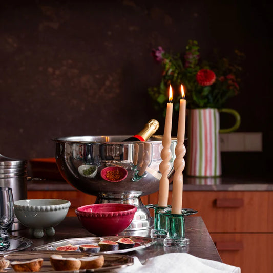 bougeoir en verre soufflé vert