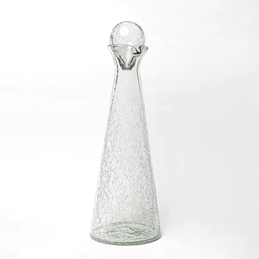 Carafe en verre craquelé avec bouchon craquelé fabriquée artisanalement en Tunisie