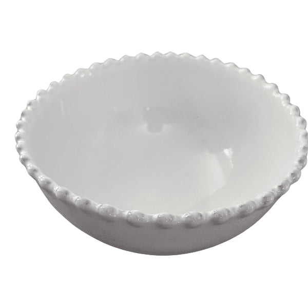 Coupelle blanche en grès bordure dentelée faite à la main au Portugal, design et raffinée