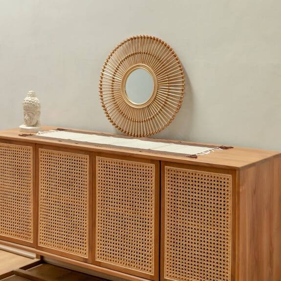 miroir mural bohème en rotin déco durable