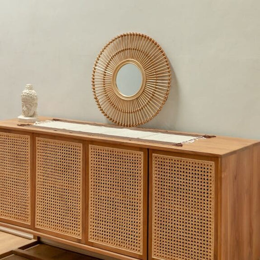 miroir mural bohème en rotin déco durable