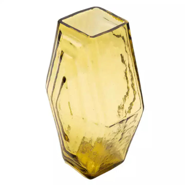 grand vase hexagonal en verre recyclé couleur ambre