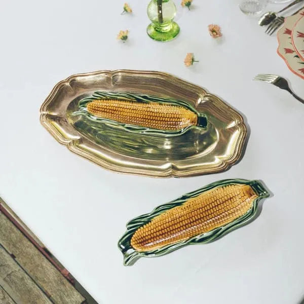 coupelle en forme d'épis de mais fabriqué artisanalement en motif barbotine