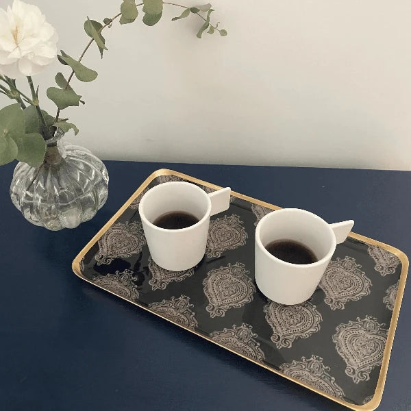 PLATEAU rectangulaire EN METAL EMAILLE DURABLE