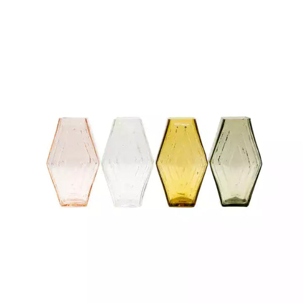 gamme de vase en verre recyclé de forme hexagonale