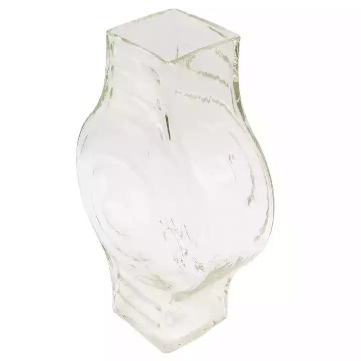 vase ARTISANALL haut en verre recyclé transparent