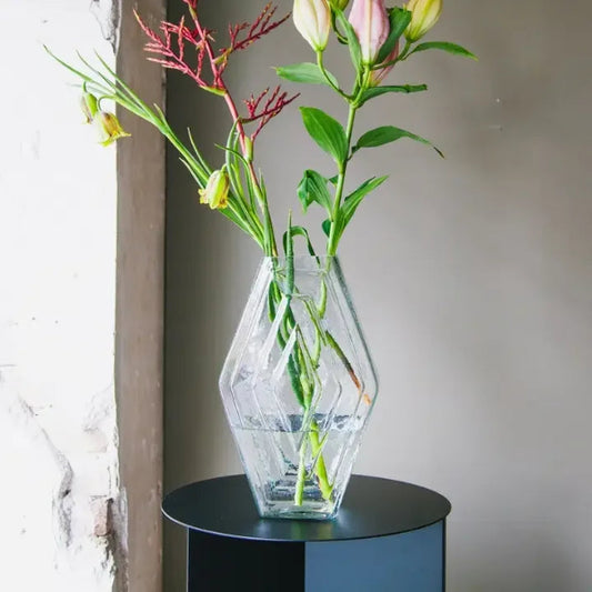 grand vase transparent en verre recyclé