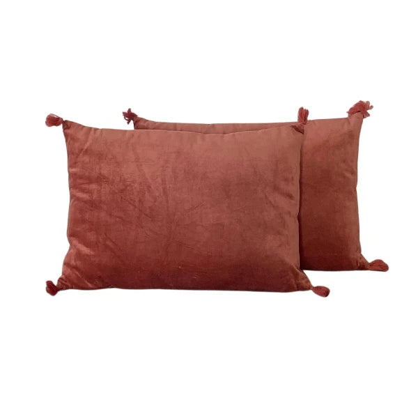 coussin rectangle en velours durable terracotta