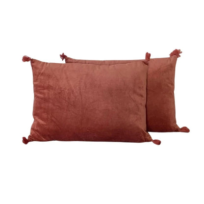 coussin rectangle en velours durable terracotta