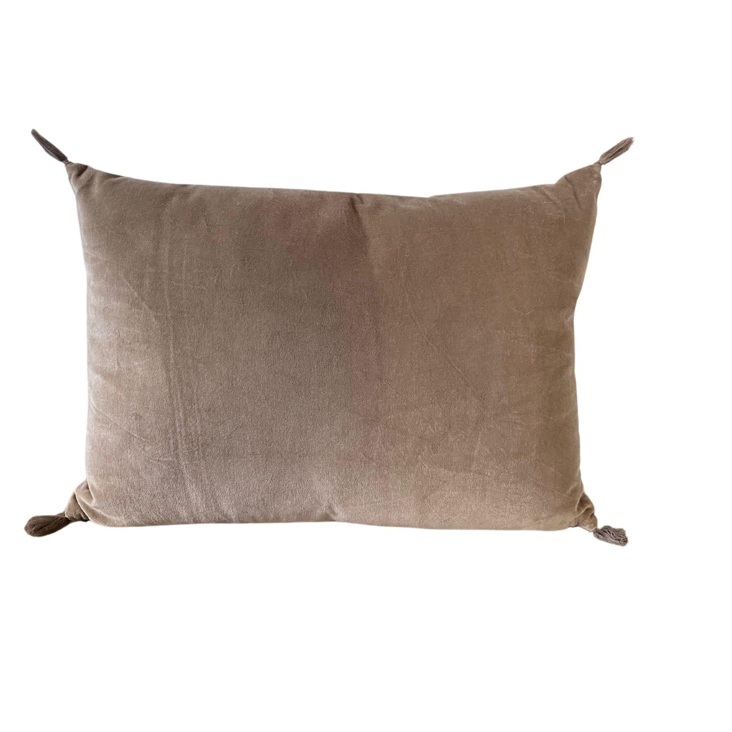 coussin en velours rectangle greige fabriqué artisanalement en Inde