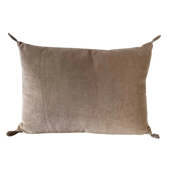 coussin rectangle velours greige qualité durable