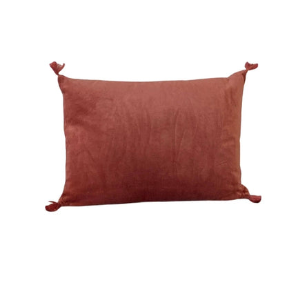 coussin rectangle velours terracotta qualité durable