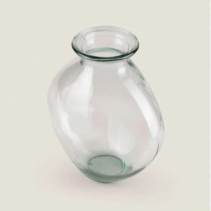 Trés grand vase transparent en verre recyclé fabriqué artisanalement en Allemagne