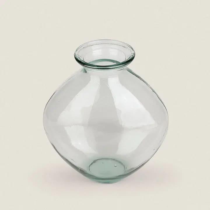 Trés grand vase transparent en verre recyclé fabriqué artisanalement en Allemagne vue d'en haut