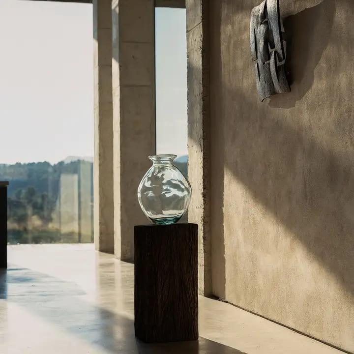 Trés grand vase transparent en verre recyclé fabriqué artisanalement en Allemagne