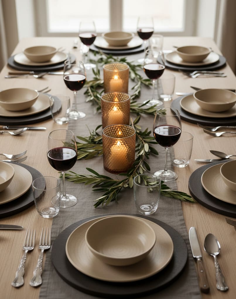 plat de service en grés design et artisanal