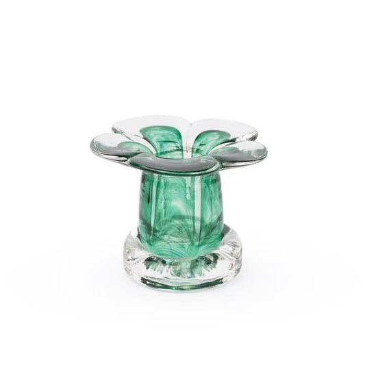 Bougeoir en verre soufflé vert