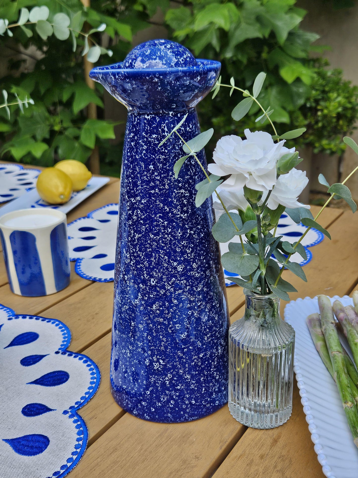 Blue ceramic carafe 