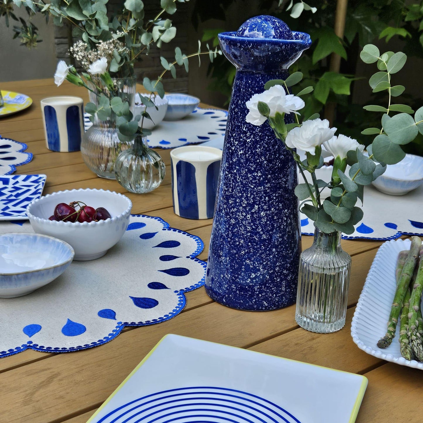 Blue ceramic carafe 