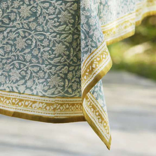 nappe rectangulaire en coton imprimé artisanal