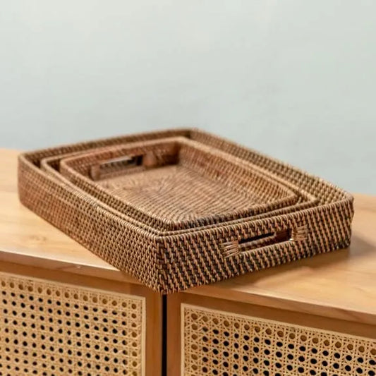 plateau en rotin fait à la main déco durable